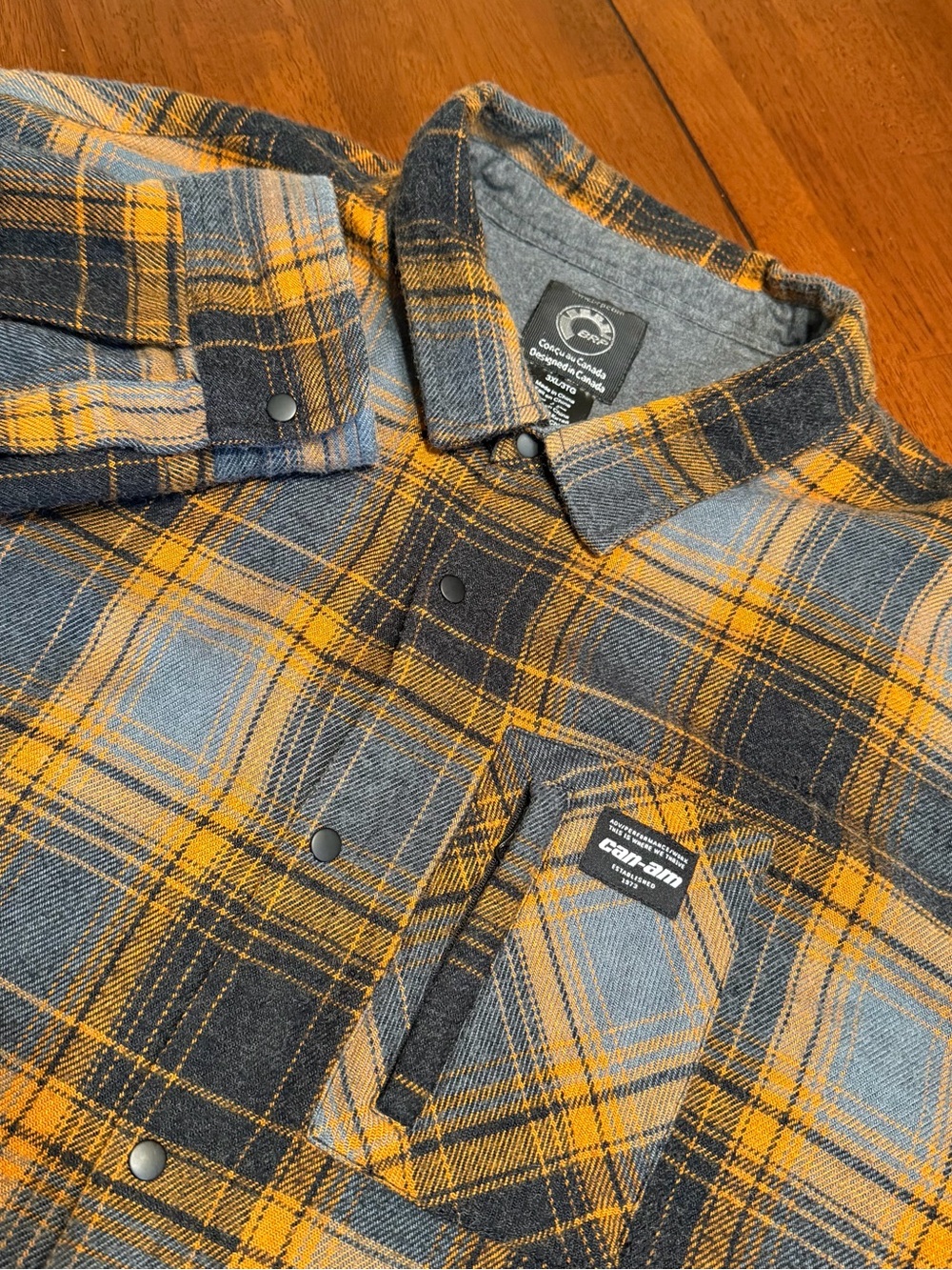 BRP Can-Am Shirt Mens 3XL Plaid Flannel Shacket Snap Front Long Sleeve Casual